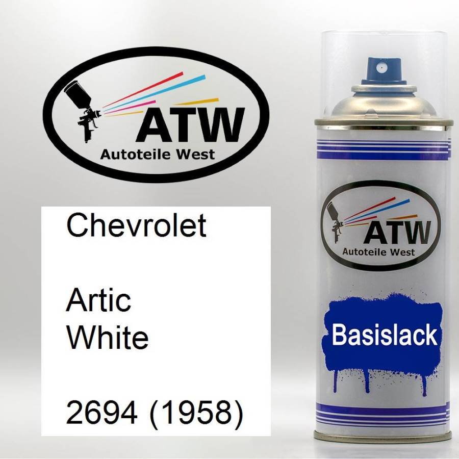 Chevrolet, Artic White, 2694 (1958): 400ml Sprühdose, von ATW Autoteile West.